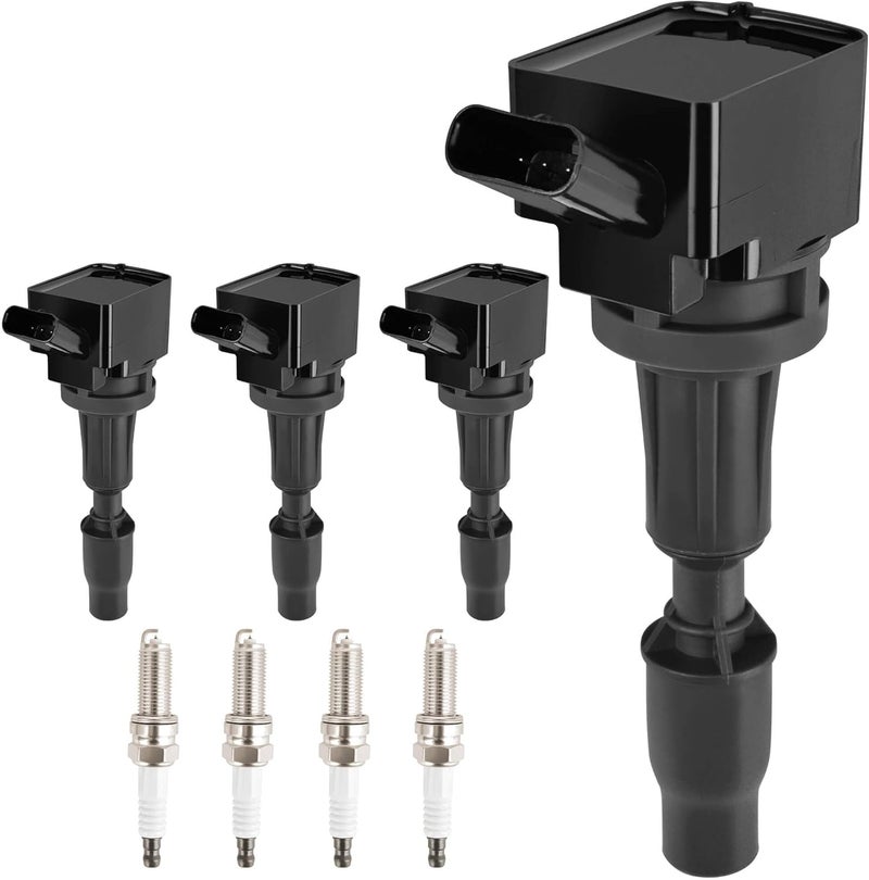 HYR Set of 4 Ignition Coil Pack and Iridium Spark Plugs Fit for 2.4L 2016-2020 Hyundai Santa Fe Sport Sonata Tucson Kia Optima Sorento Sportage L4 Replaces UF764 - Image 1